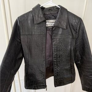 Wilsons Leather Croc-Embossed Jacket in Black